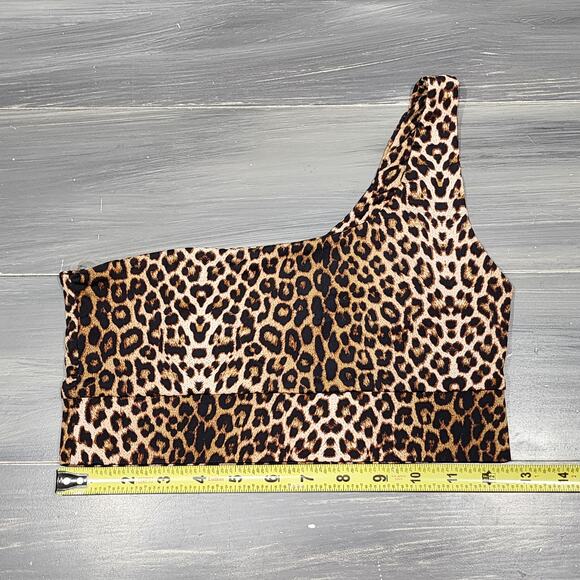 Naked Wardrobe Swim Bikini Top Leopard Print One Shoulder Medium - Picture 5 of 6